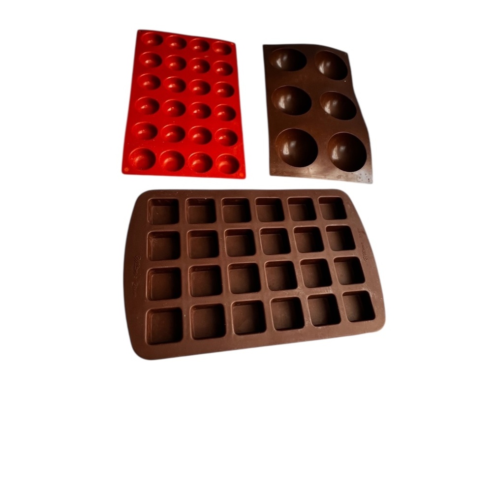Wilton Silicone Chocolate/Baking Mold Lot (3) Squares & Sphere Shapes Food Grade